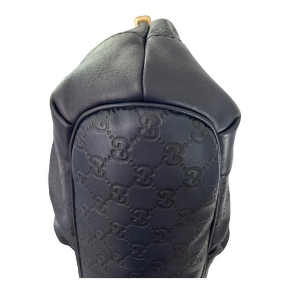 Gucci Sukey Guccissima Navy Leather Shoulder Tote Bag Gold Hardware GG Charm - Picture 13 of 16